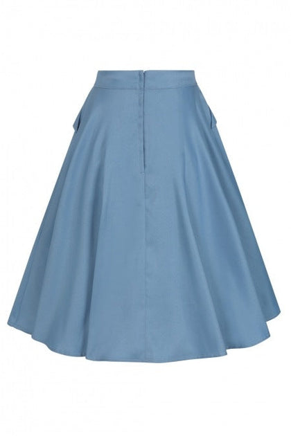 Banned Retro 50s Bunny Hop Light Blue Flare Skirt – Cherry Red Vintage