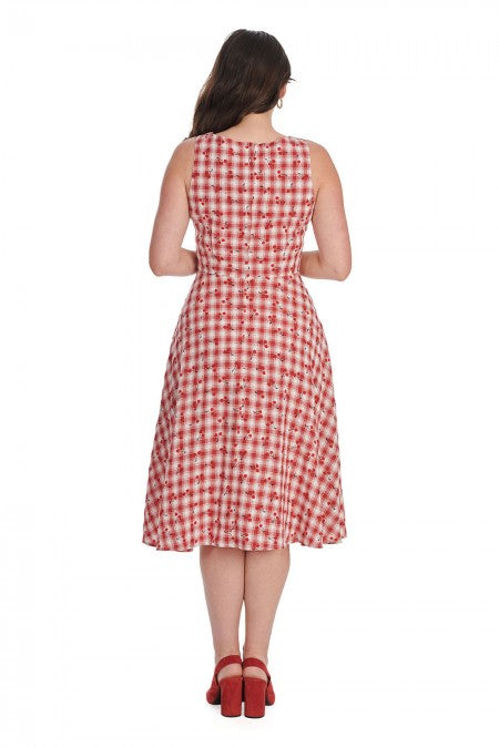 Banned Retro 50s Style Sweet Cherry Red Check Dress