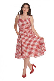 Banned Retro 50s Style Sweet Cherry Red Check Dress