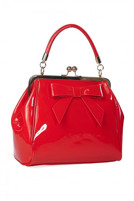Banned Retro Lost Queen 1950's American Vintage Red Patent Handbag*