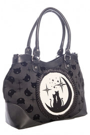 Banned Retro Lunar Sisters Cat Moon Black Handbag