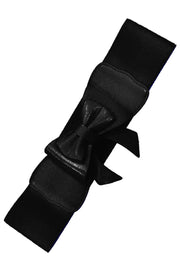 Banned Retro Play it Right Black Stretch Elastic Bow Belt