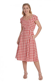 Banned Retro Row Boat Date 50s Style Red Check Gingham Dress
