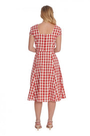 Banned Retro Row Boat Date 50s Style Red Check Gingham Dress