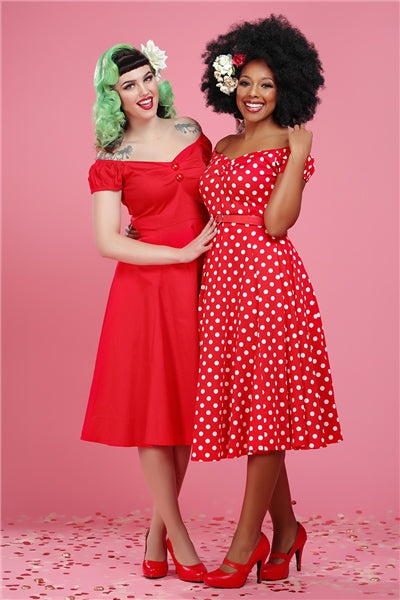 Collectif Dolores 50s Red Polka Cotton Doll Dress
