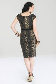 Hell Bunny 50s Style Shuri Leopard Print Black Pencil Dress