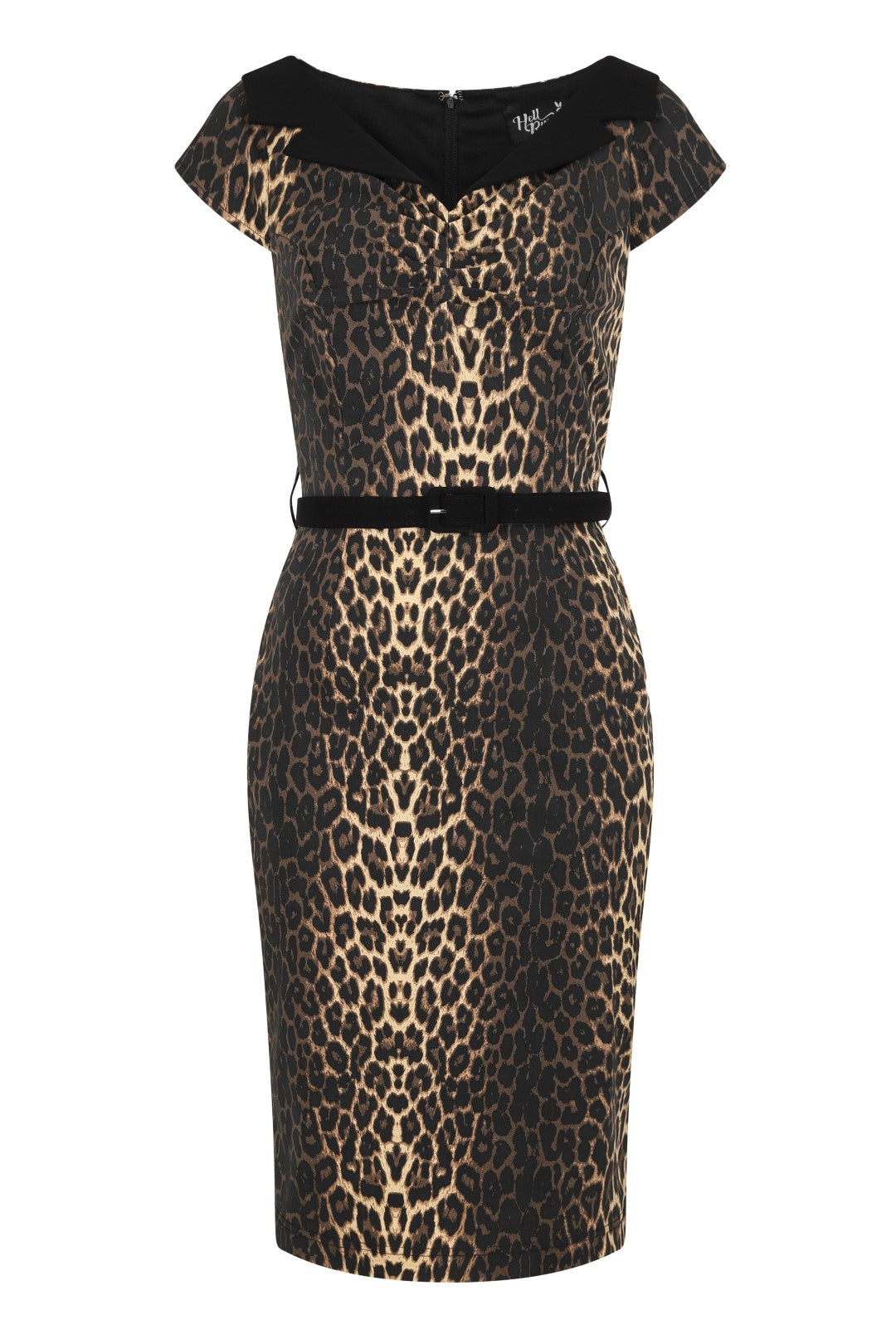 Hell Bunny 50s Style Shuri Leopard Print Black Pencil Dress