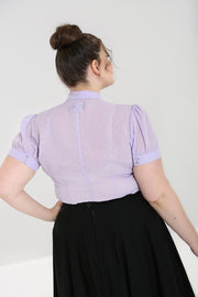 Hell Bunny 40s Style Frilly Sundae Lilac Lavender Blouse