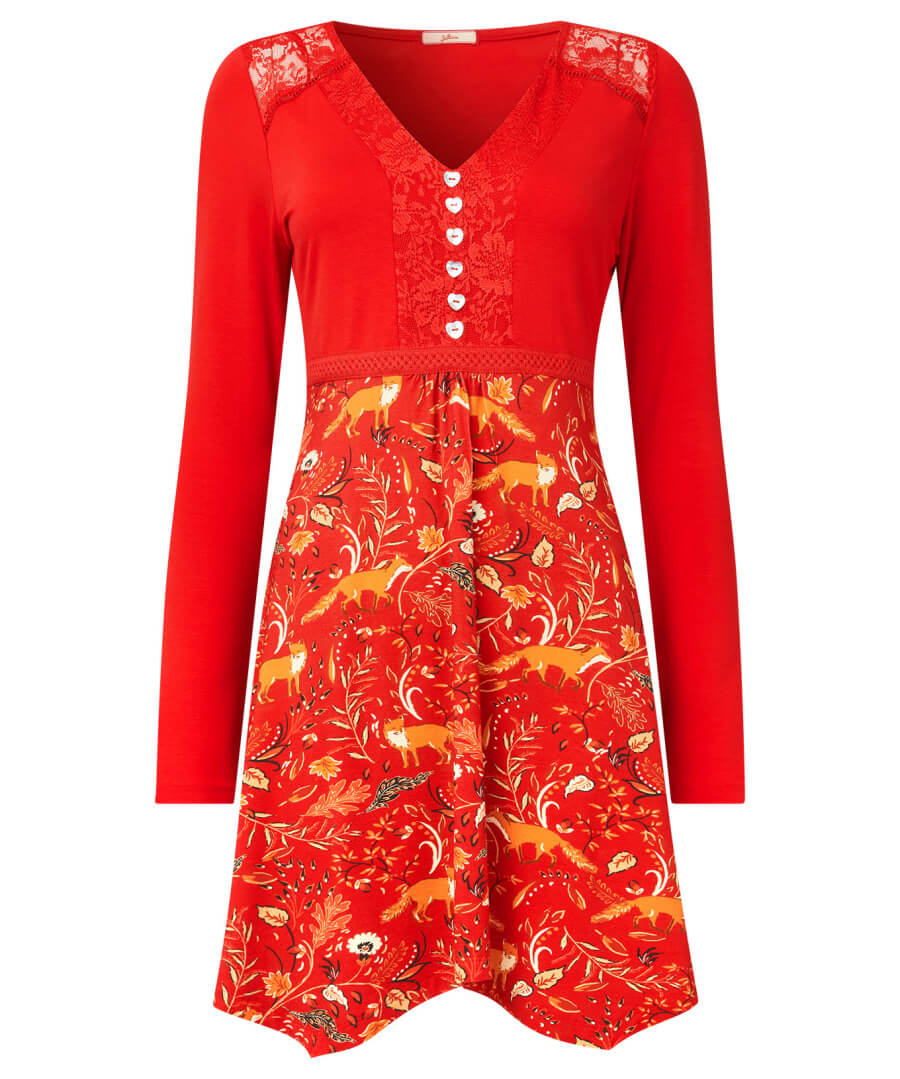 Joe Browns Red Foxy Lady Tunic Top Dress – Cherry Red Vintage