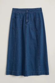 Seasalt Mid Indigo Blue Wash Dusk Journey Skirt